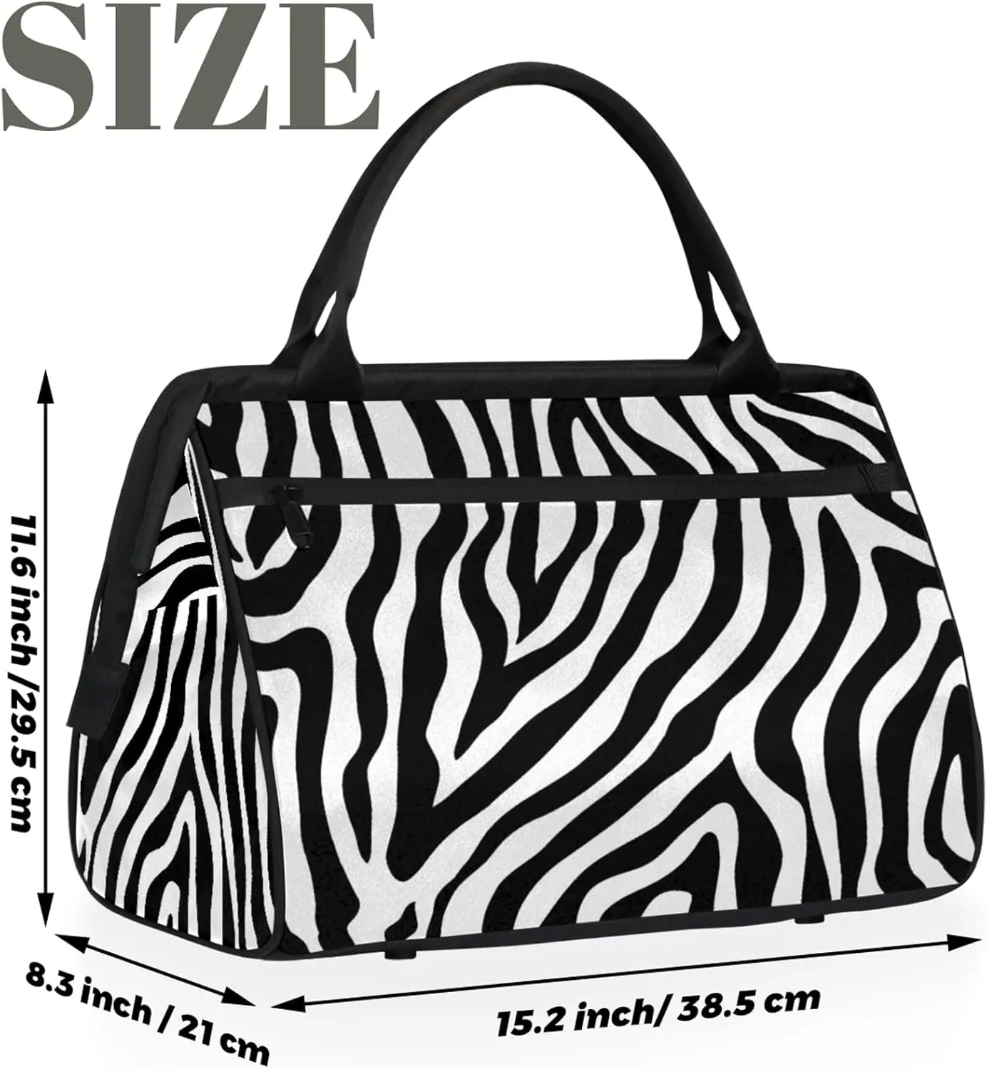 Zebra Skin Abstract Large Travel Duffel Bag Gym Tote Bag for Women Men Waterproof Weekend Overnight Bag Carry On Tote Luggage with Pocket Personal Item Bags Sports Bag fit Travel Sports Gym Yoga