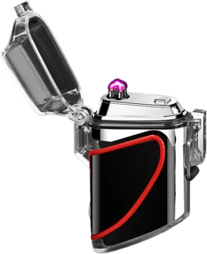 Zinc Alloy Smart Double arc Lighter USB Universal Charging can be Illuminated, Windproof and Waterproof Lighter, Candle Home car Travel, high-end Men's Gift(Black)