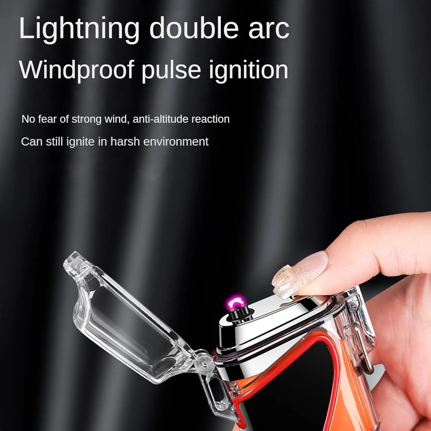 Zinc Alloy Smart Double arc Lighter USB Universal Charging can be Illuminated, Windproof and Waterproof Lighter, Candle Home car Travel, high-end Men's Gift(Black)