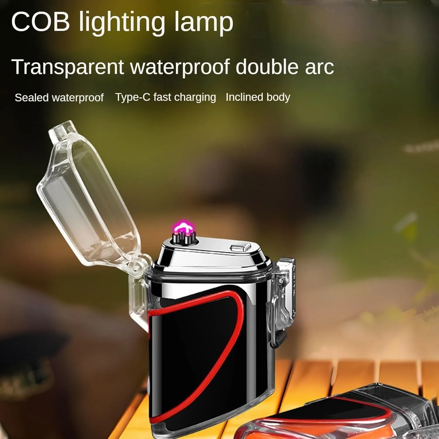 Zinc Alloy Smart Double arc Lighter USB Universal Charging can be Illuminated, Windproof and Waterproof Lighter, Candle Home car Travel, high-end Men's Gift(Black)