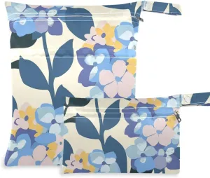 zippered wet bag baby 2 Pack diaper bag essential items with handles for pool, beach Hydrangea Minimalist Purple