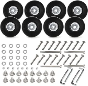 ZOOFOX Set of 8 Luggage Suitcase Replacement Wheels, 50 x 18mm PU Caster Wheels Bearings Repair Kits, Shelf Replacement Wheels for Luggage