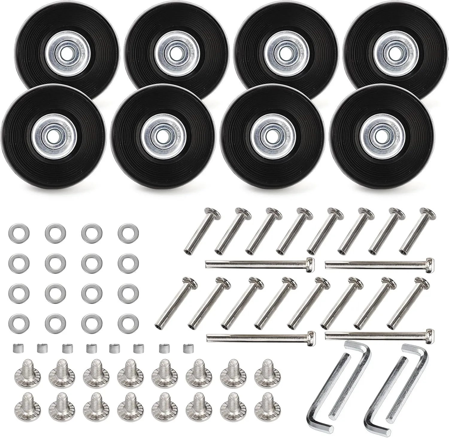 ZOOFOX Set of 8 Luggage Suitcase Replacement Wheels, 50 x 18mm PU Caster Wheels Bearings Repair Kits, Shelf Replacement Wheels for Luggage